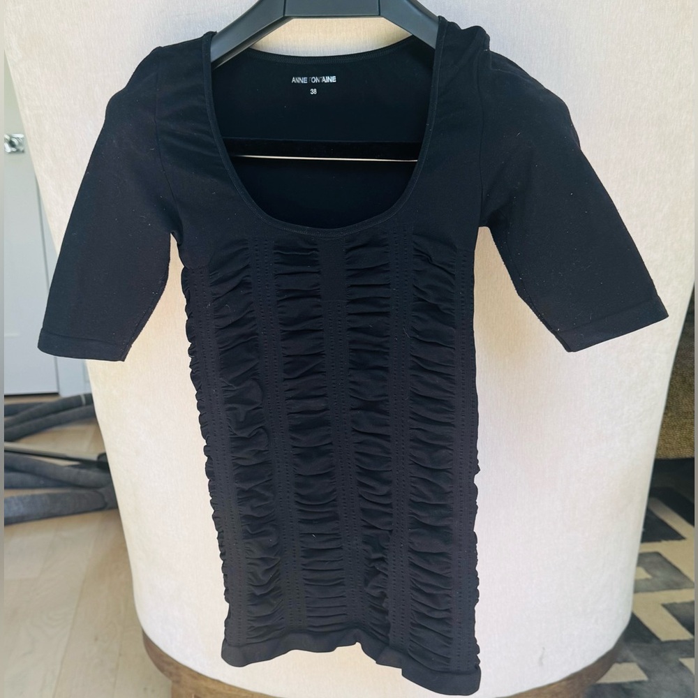 Anne Fontaine Black Ruched Blouse